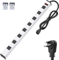8-Outlet Long Metal Heavy Duty Power Strip - Wide Spaced Outlets