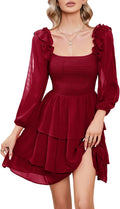 Women's Smocked Ruffle Dress by Byinns for Casual or Dressy Events
