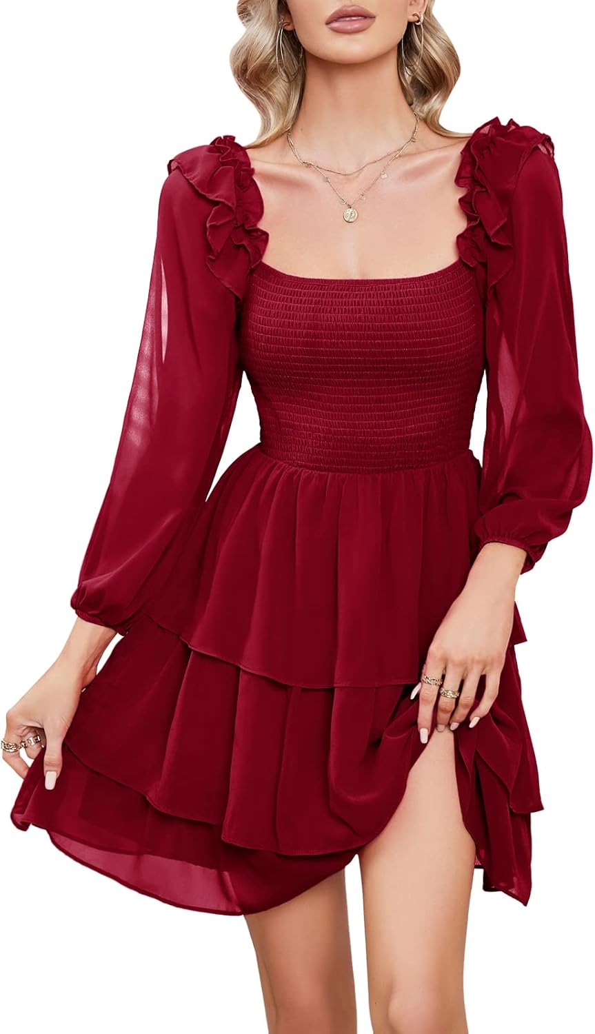 Byinns Women's Smocked Ruffle Mini Dress for Every Occasion