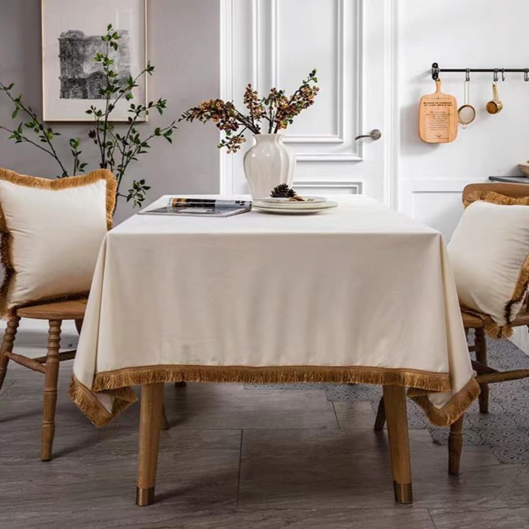 Luxurious Velvet Tablecloth with Gold Tassels for Events