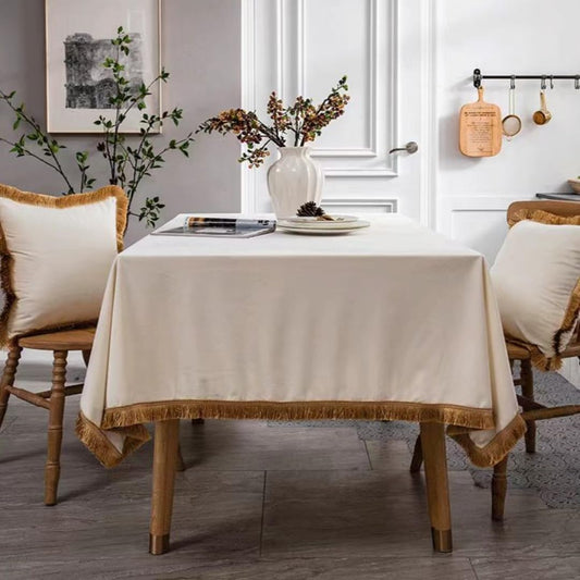 Luxurious Velvet Tablecloth with Gold Tassels for Events