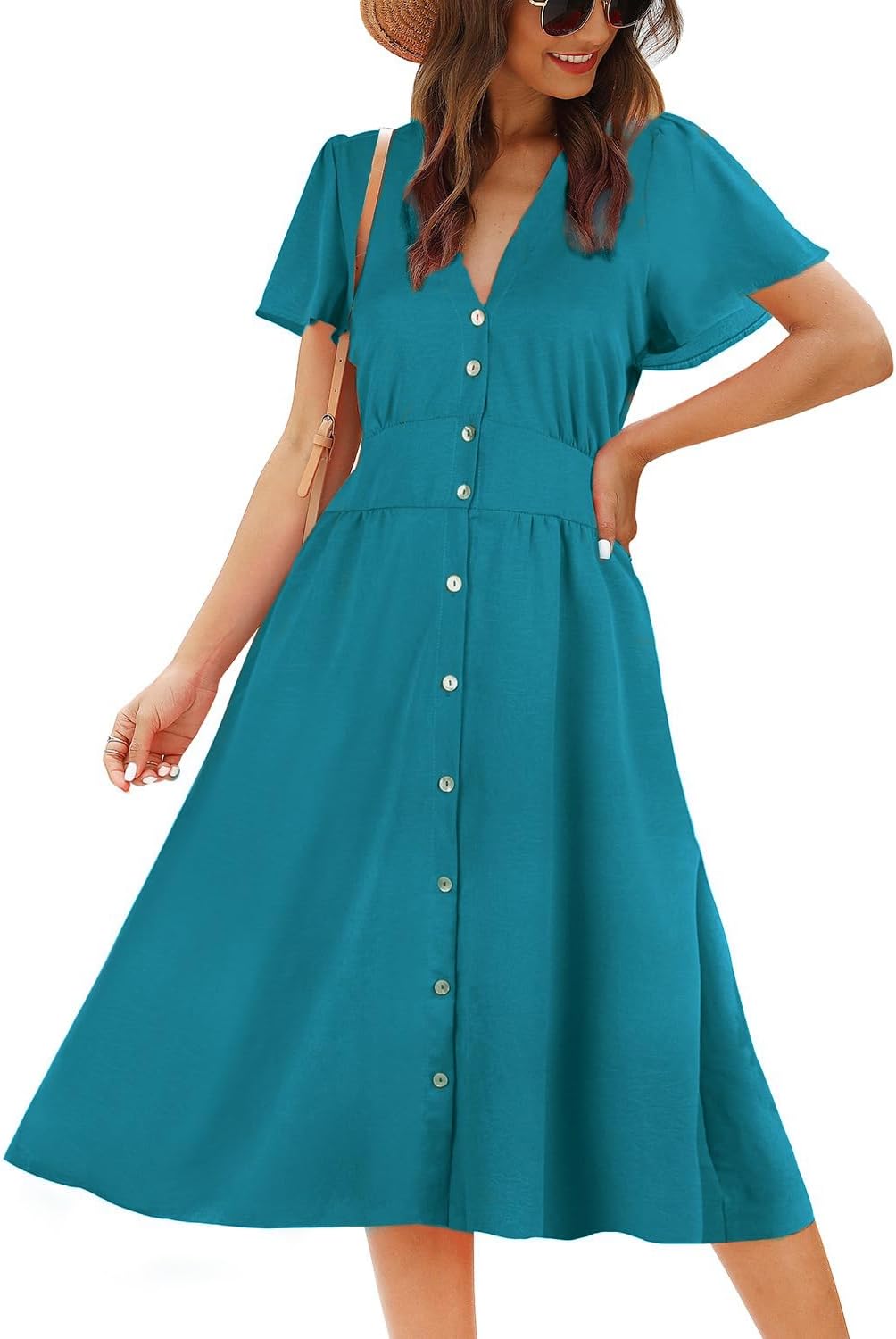 ROYLAMP Women's Floral Button Up Split Dress for Casual Wear