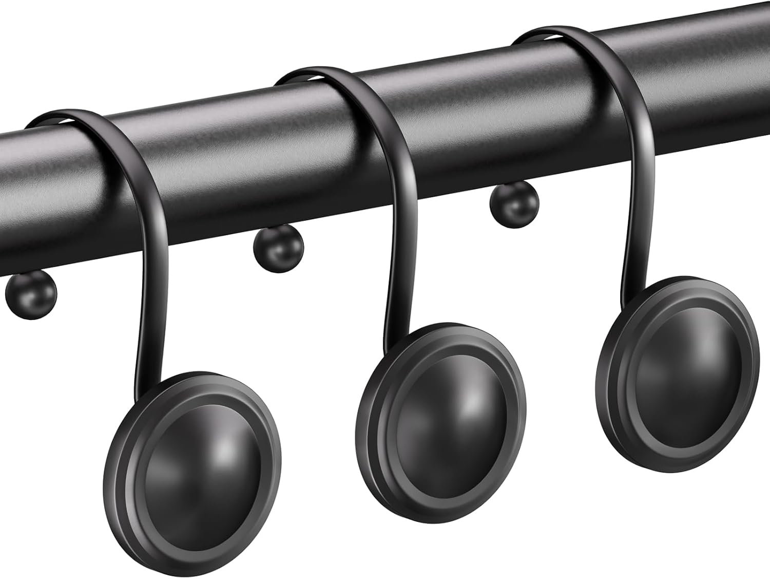 Rust-Proof Black Shower Hooks - Set of 12