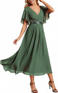 Chiffon Crew Neck Empire Waist Dress for Wedding Guests