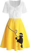 Retro Poodle Print Skater Dress for Vintage Cocktail Parties