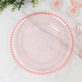 Acrylic Charger Plates 13ft Transparent Blush Beaded Rim - Event Set