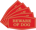 Beware of Dog Wall or Door Sign - Durable ABS, Fancy Red/Gold Small 5
