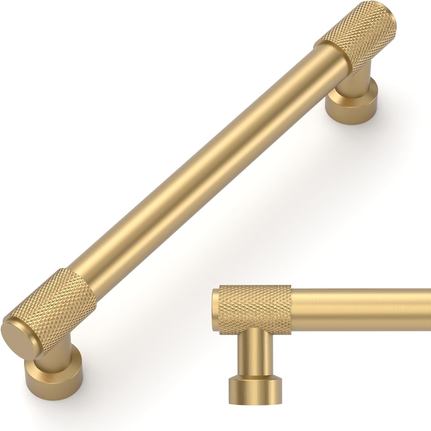 Amerdeco 10 Pack Champagne Bronze Knurled Cabinet Pulls for Kitchen