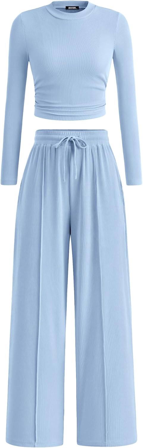 BTFBM Casual 2 Piece Sets for Women Fall Outfits 2025 Chic Style