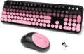 Wireless Keyboard and Mouse Combo Pink - Retro Round Keycaps