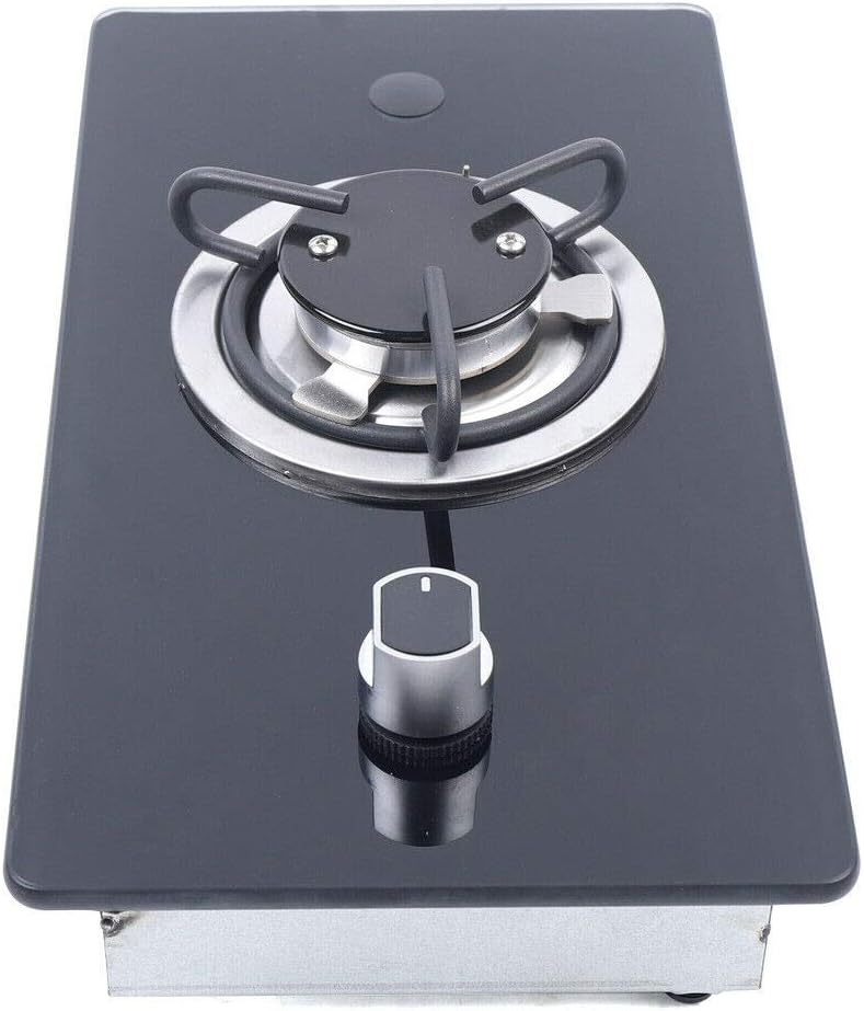 15in Black Tempered Glass Panel Portable LPG Gas Stove for Cooking