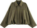 Womens Faux Suede Bomber Jacket Casual Lapel Pilot Cropped Coat Shoes