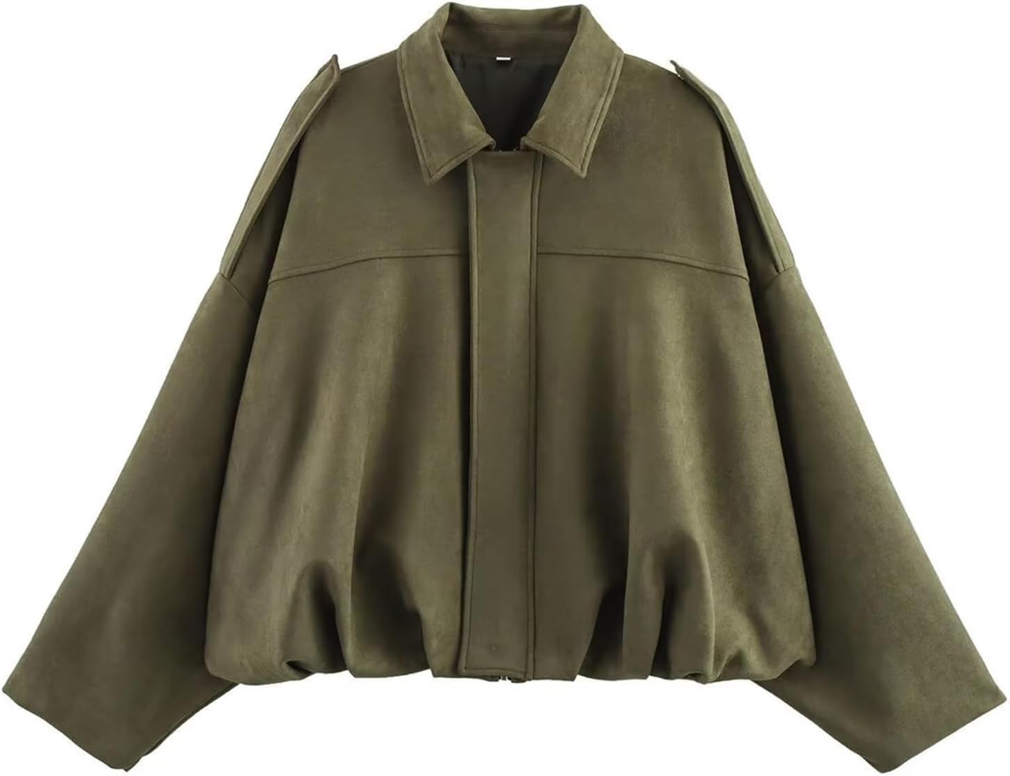 Womens Faux Suede Bomber Jacket for Casual Street Style