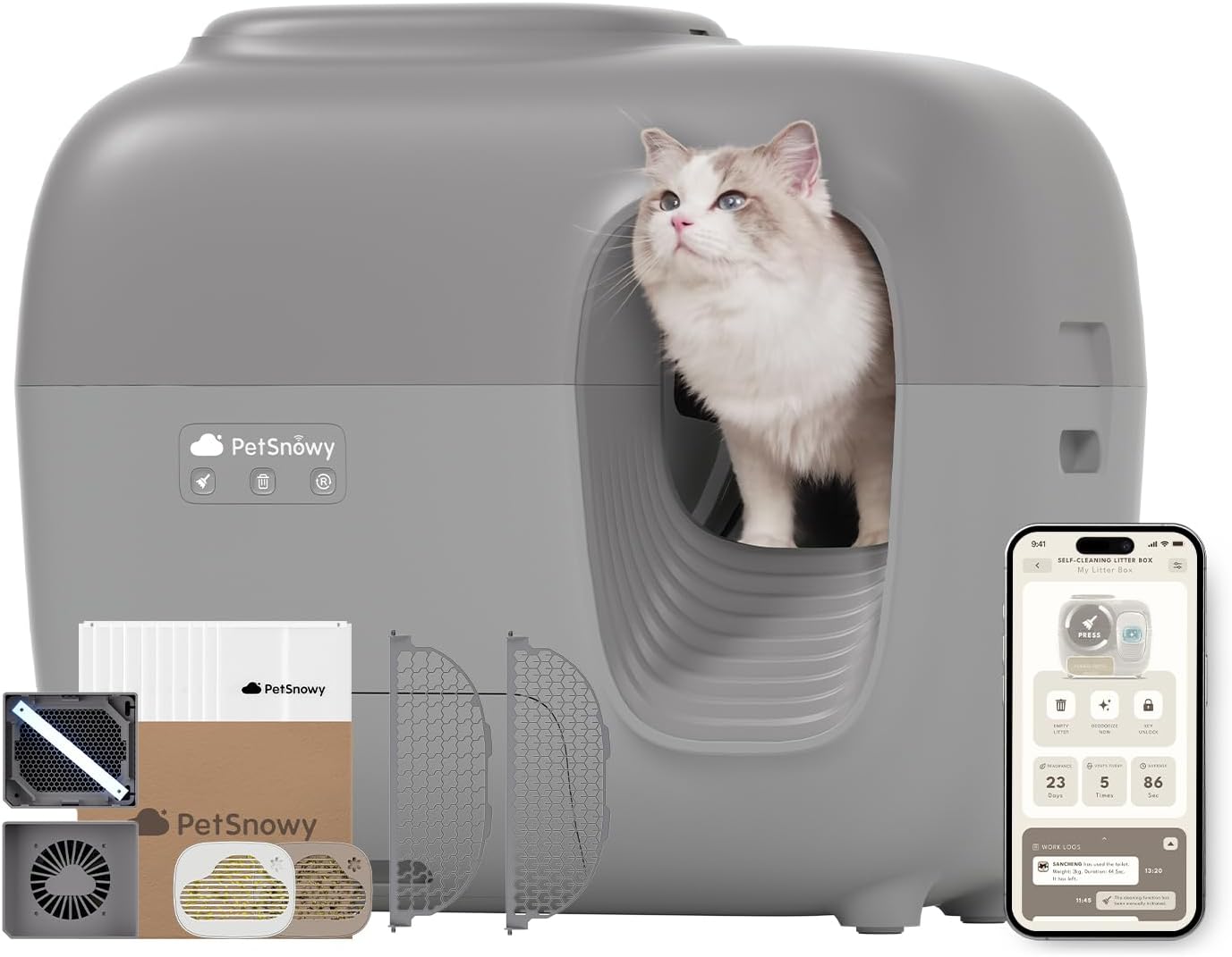Self-Cleaning Automatic Cat Litter Box with Advanced Odor Control