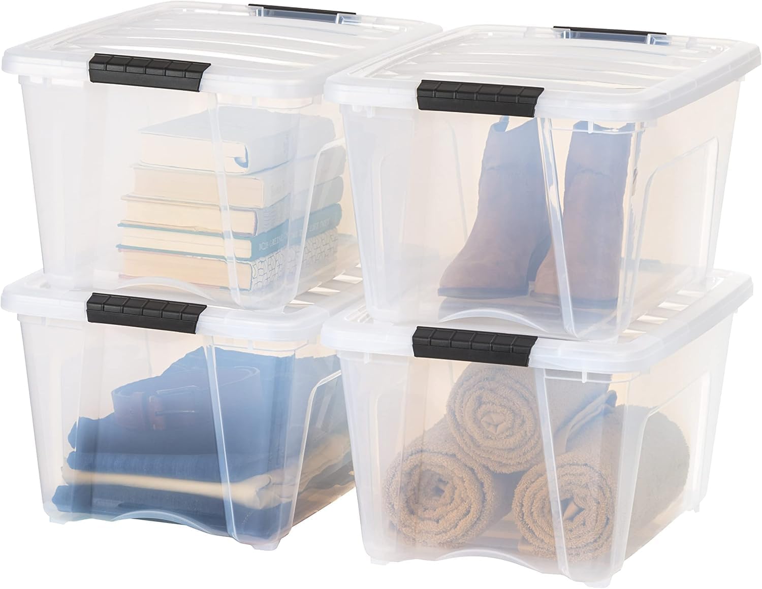 IRIS USA 32 Qt Stackable Plastic Storage Bins for Organizing