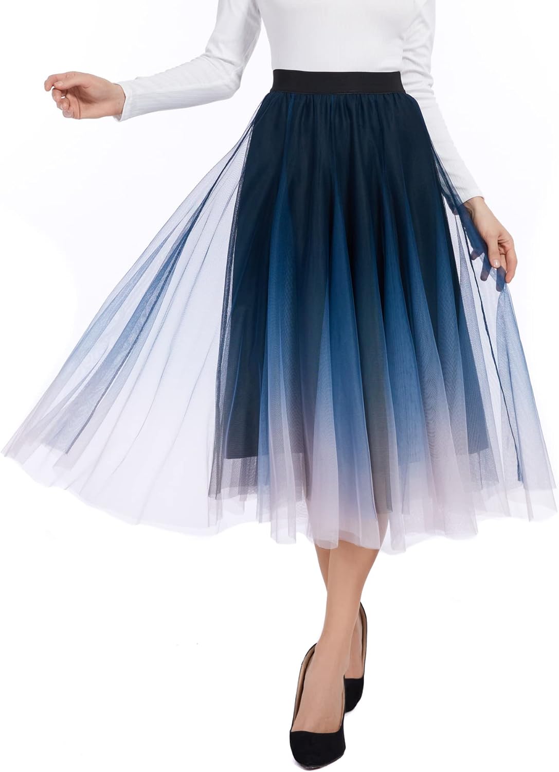 Elegant Tulle Skirt for Women - High Waist Pleated A-Line Style