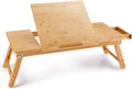 Laptop Desk Bamboo Adjustable Lap Tray Table - Large Tilt Bed Desk