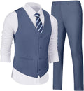 Men's Vest and Pants Suit Set - Slim V-Neck Casual Two-Piece