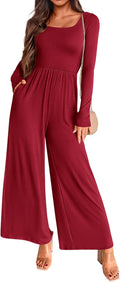 KIRUNDO Long Sleeve Jumpsuit for Women - Lightweight Wide (Style K1BB)