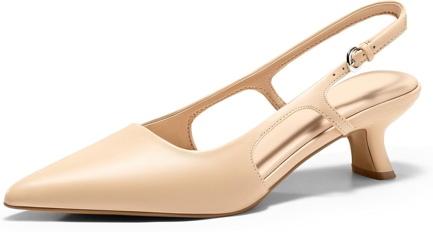 Coutgo Womens Slingback Kitten Heels for Elegant Style