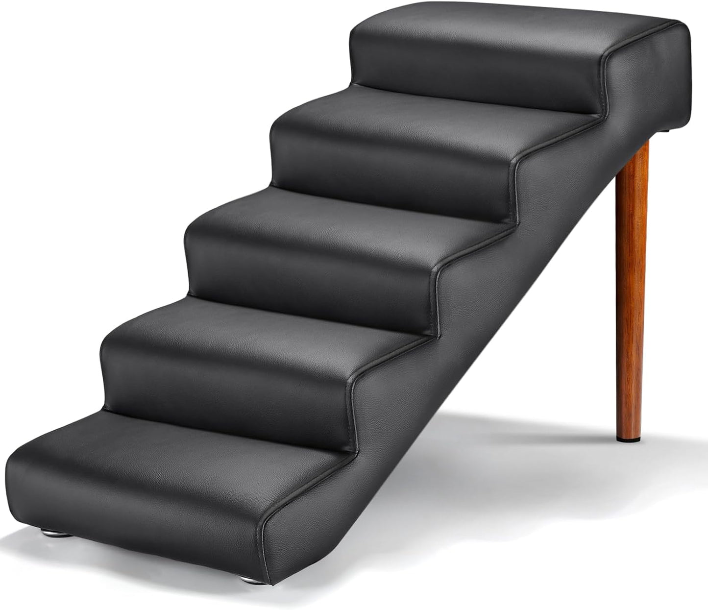 Senneny Black Faux Leather Dog Stairs for Easy Pet Access