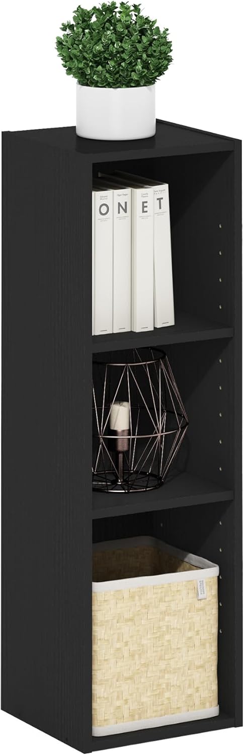 Furinno Fulda 3-Tier Narrow Bookshelf for Small Spaces