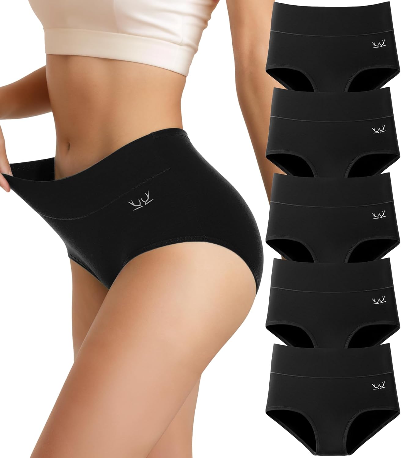 Women's Cotton Underwear High Waisted Soft Briefs for Comfort
