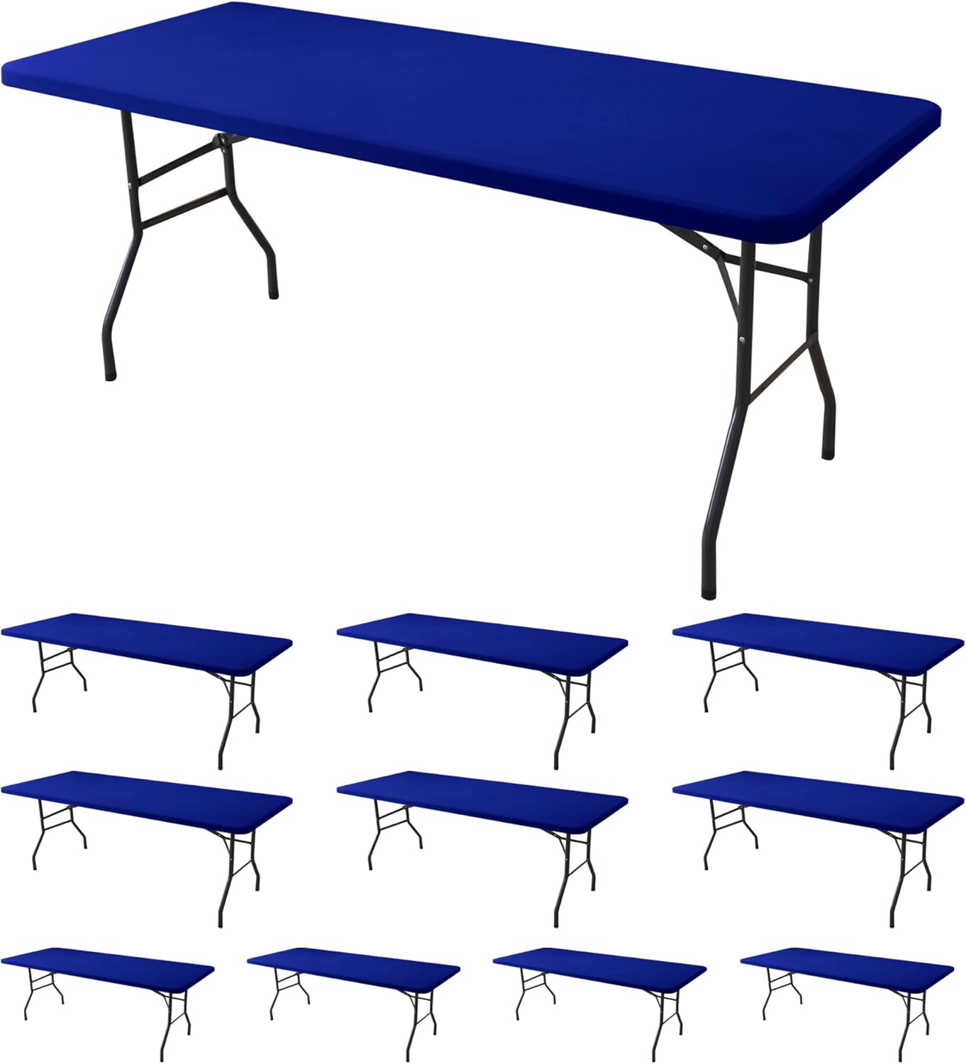Fitted Tablecloth for 6 Foot Rectangle Tables - 10 Pack Royal Blue