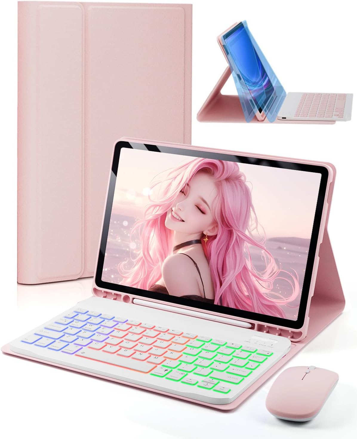 Samsung Galaxy Tab A9+ Case with Backlit Keyboard and Holder