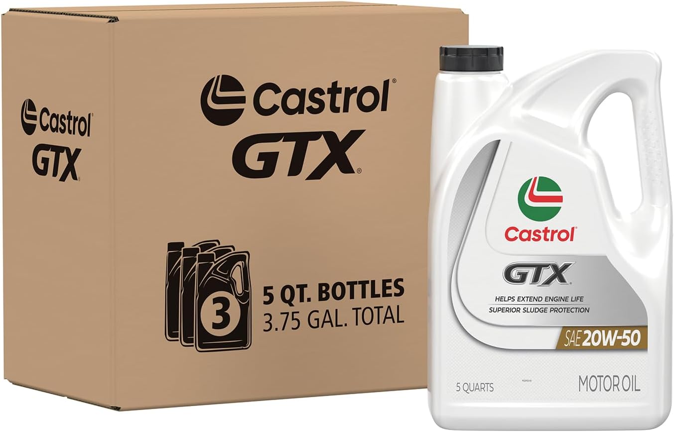 Castrol GTX 20W-50 Motor Oil Pack of 3 for Engine Protection