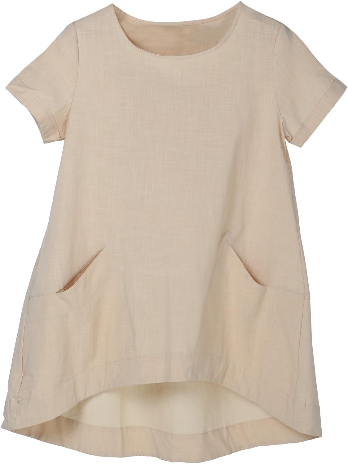 Minibee Women's Cotton Linen Short Sleeve Tunic for Casual Style