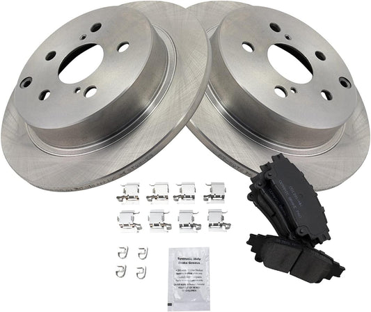 TRQ Rear Brake Pad & Rotor Kit for 2016-2019 Toyota Mirai