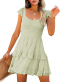 Fessceruna Womens Summer Ruffle Mini Dress - Flowy A-line Swing