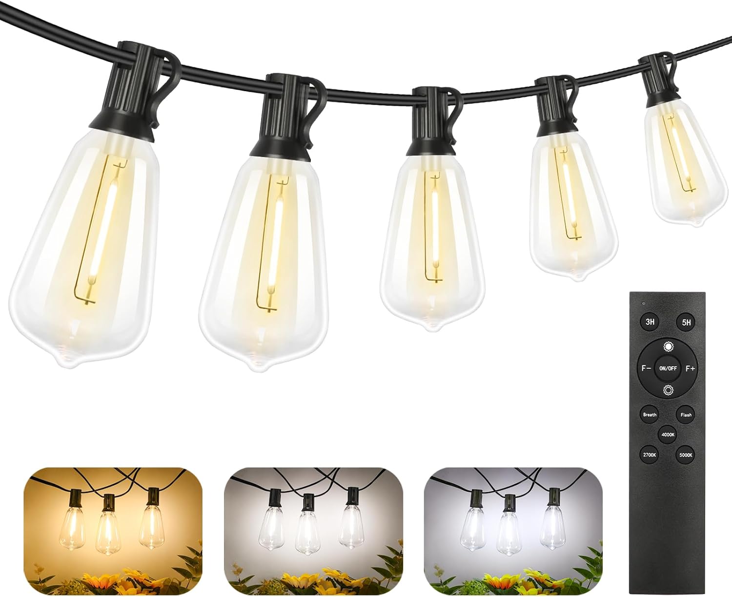 Brightever 150FT Outdoor String Lights with Remote Control