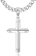Besteel 925 Sterling Silver Cross Necklace - Durable Cuban Chain