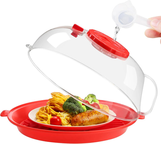 10.2 Microwave Splatter Cover with Water Steamer - Clear & Effective