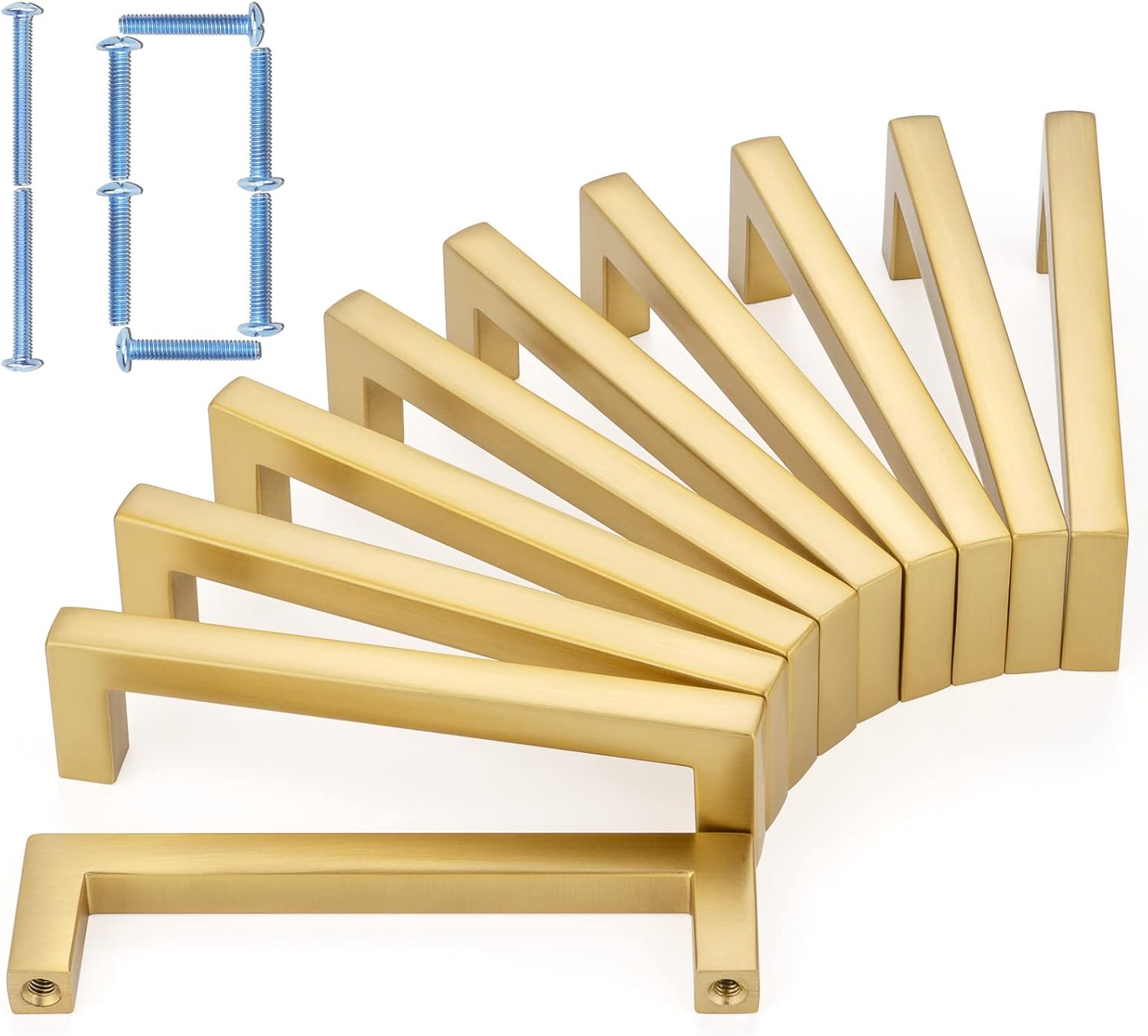 KOOFIZO Solid Square Bar Cabinet Handle in Brushed Gold Finish