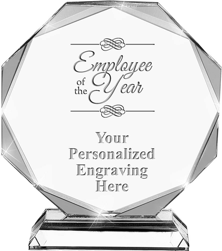 Custom Engraved Crystal Trophy Awards for Employee Recognition