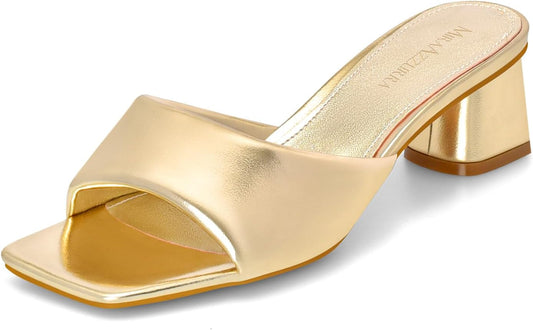 MIRAAZZURRA Heel Mules for Women with Chunky Block Heels