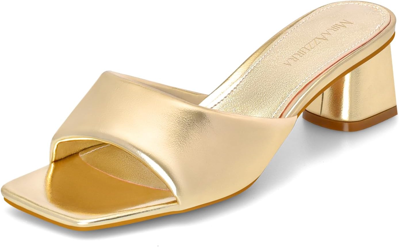 MIRAAZZURRA Heel Mules for Women with Chunky Block Heel Style