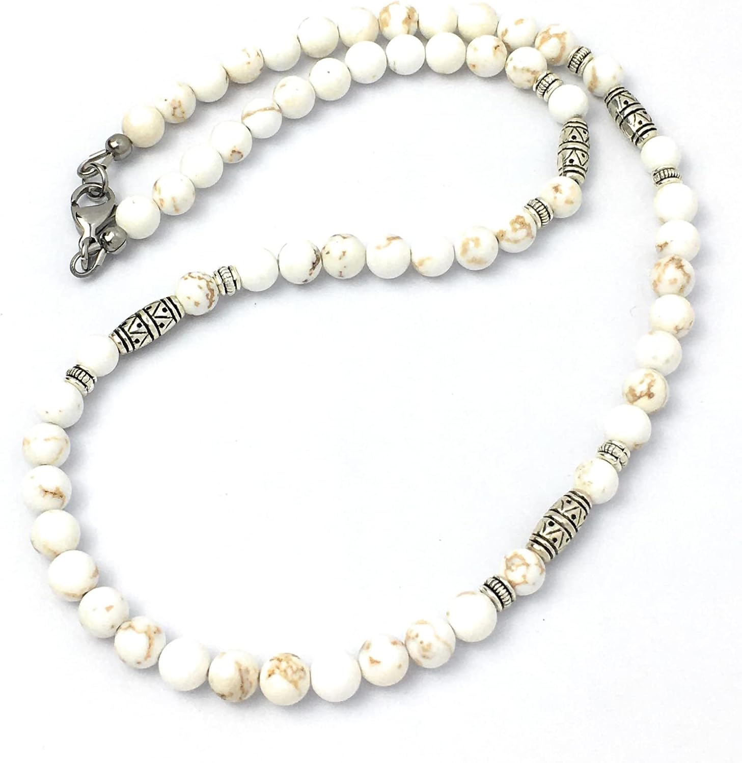 Mami's Gem Studio Mens Beaded Necklace with Pewter Accents