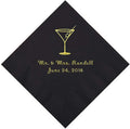 50-Piece Black Martini Glass Napkins, Personalized with Gold Foil - Fun Express