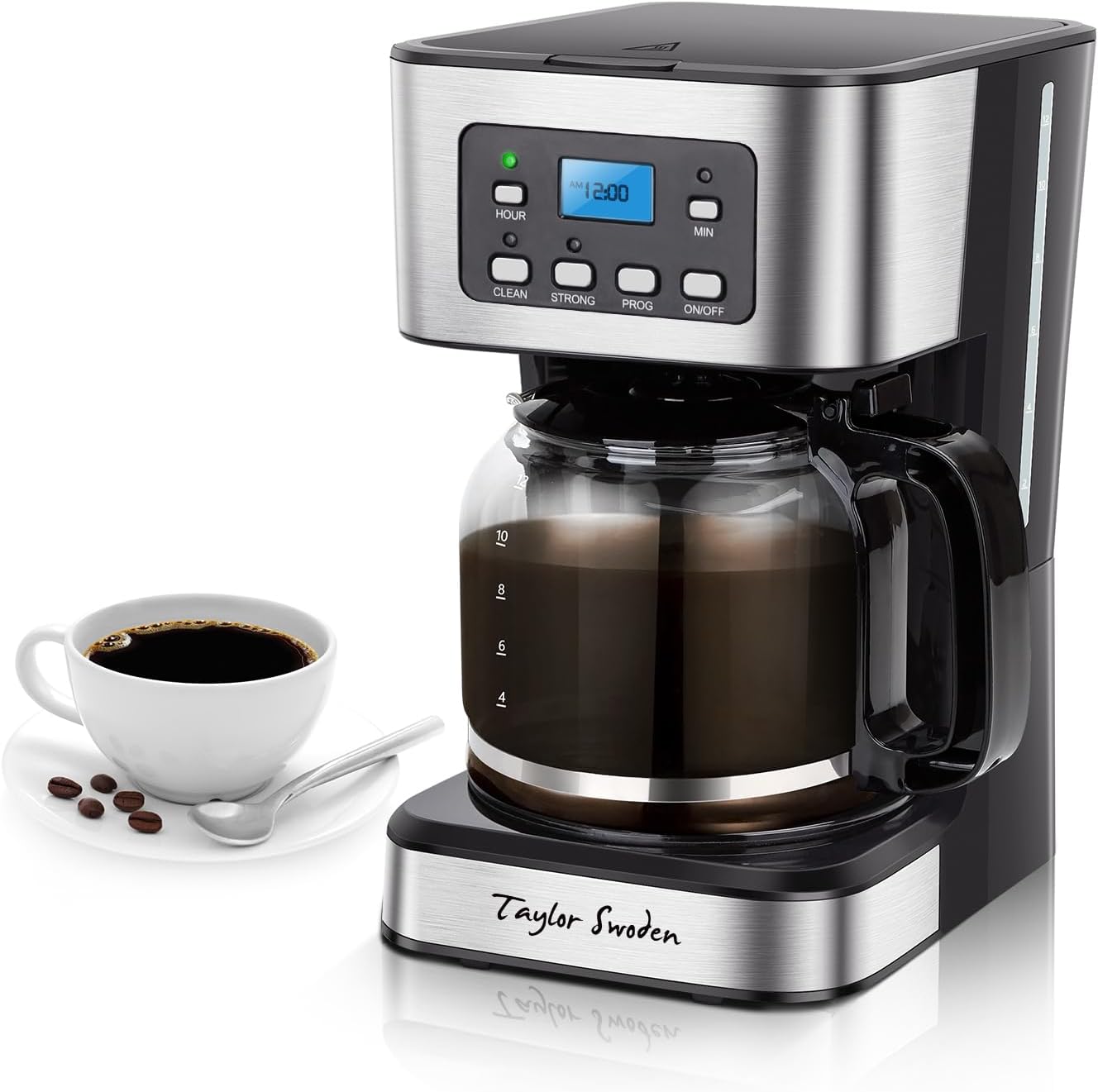 Programmable 12-Cup Coffee Maker with Brew Strength Options