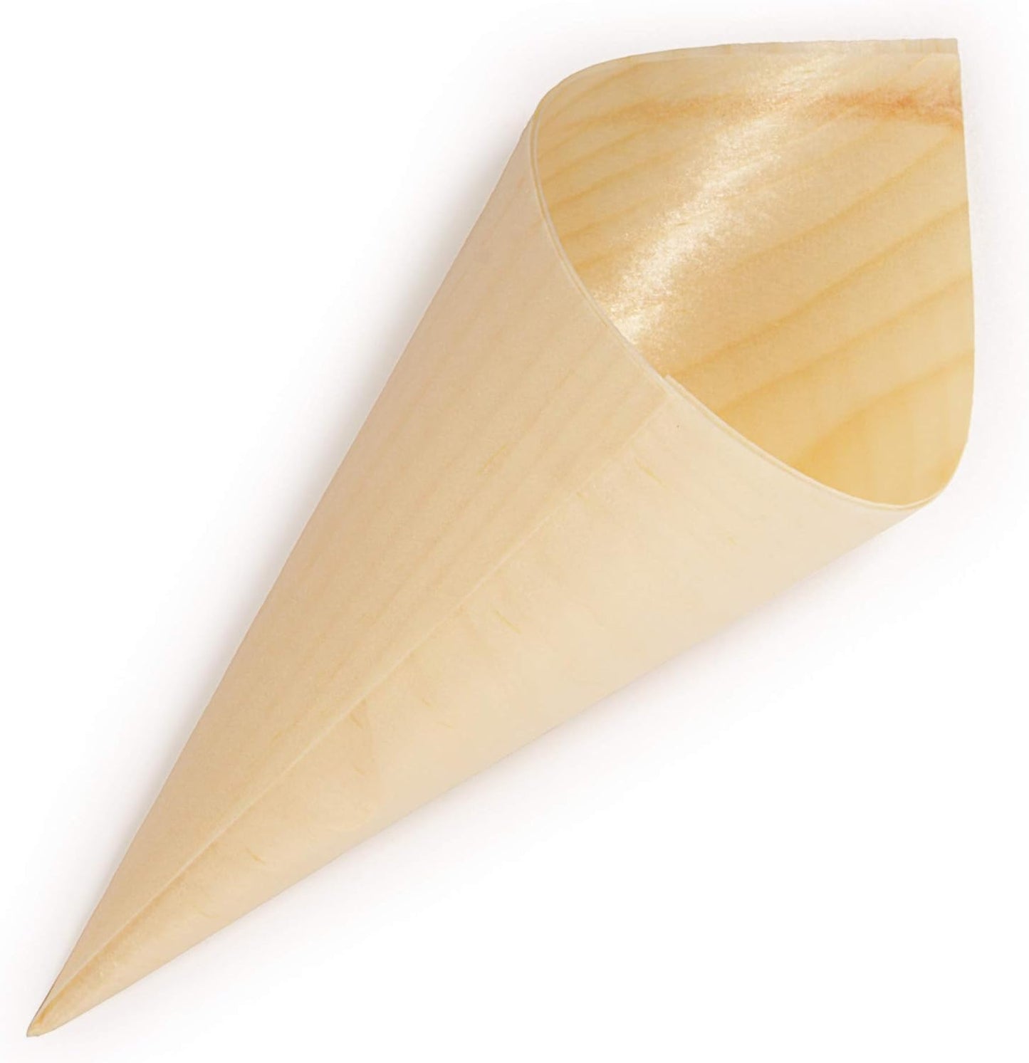 BambooMN Disposable Food and Appetizer Wood Cones - 300 Pieces