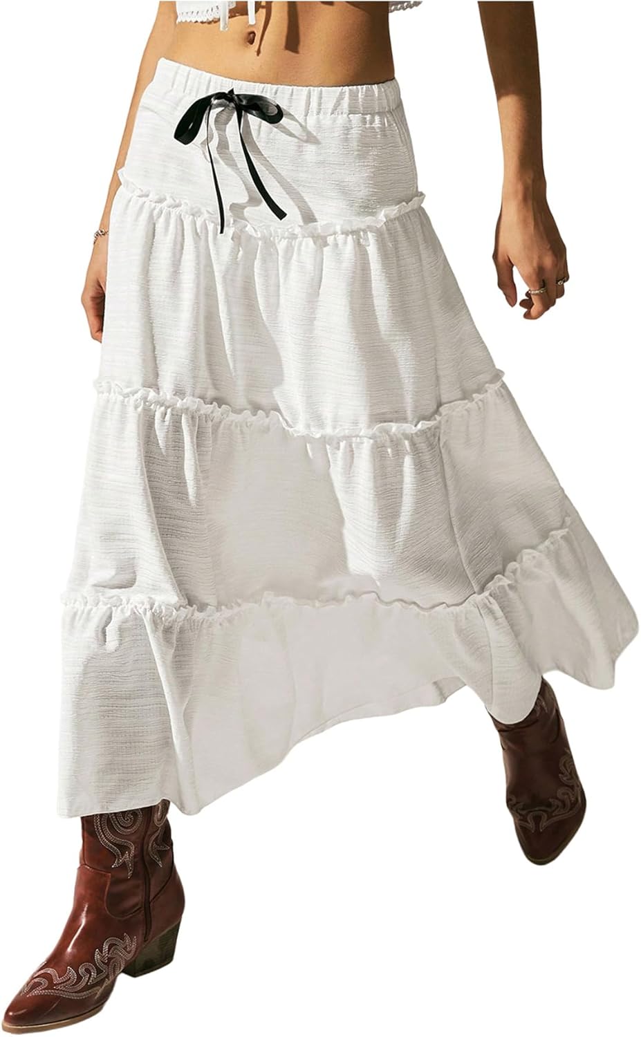 Boho Flared Ruffle Long Maxi Skirt for Women - Chic Summer Style