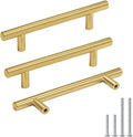 4in Gold Cabinet Handles 15 Pack - Brushed Brass Pulls for Modern