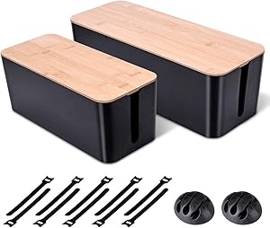 2 Pack Large Cable Management Box for Organizing TV Wires