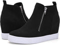 Athlefit Women's Wedge Sneakers - Hidden Heel Platform Booties