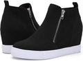 Athlefit Women's Wedge Sneakers Hidden Heel Platform Booties - Chic