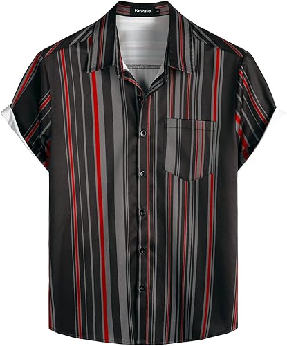 VATPAVE Mens Striped Summer Shirts Casual Button Down Short Sleeve